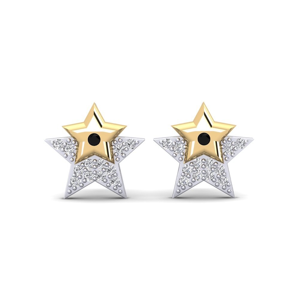 14ct White / Yellow Gold Black Diamond Women's Earring Murna Mother