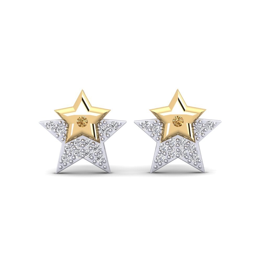 14ct White / Yellow Gold Brown Diamond Women's Earring Murna Mother