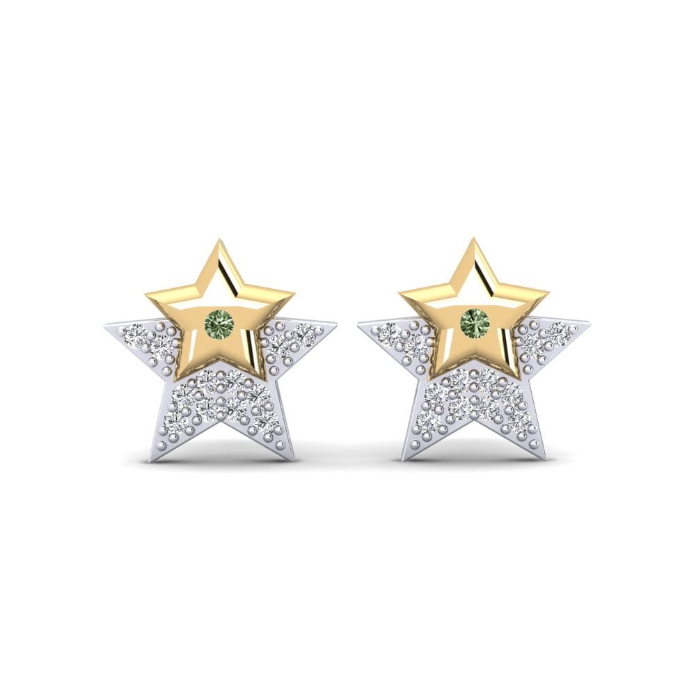 14ct White / Yellow Gold Green Diamond Women's Earring Murna Mother