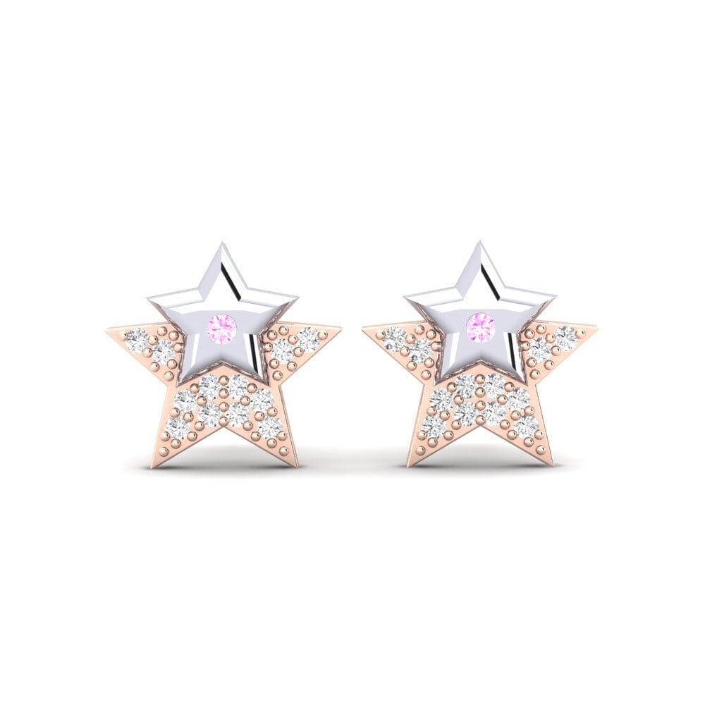 14ct Rose / White Gold Pink Sapphire Women's Earring Murna Mother