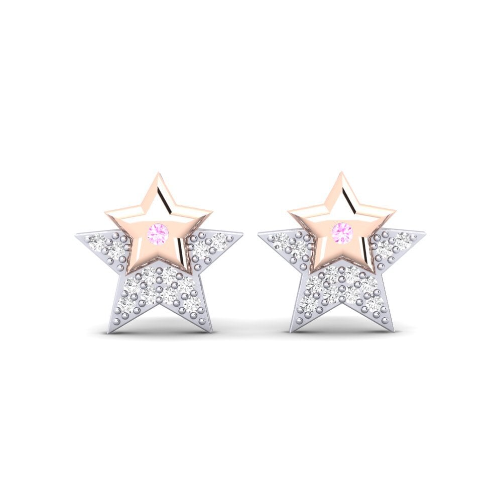 14ct White / Rose Gold Pink Sapphire Women's Earring Murna Mother