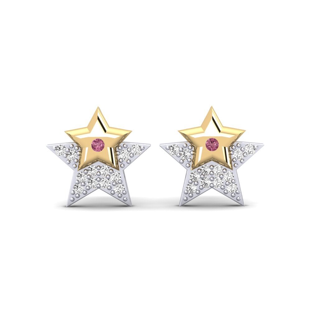 14ct White / Yellow Gold Rhodolite Garnet Women's Earring Murna Mother