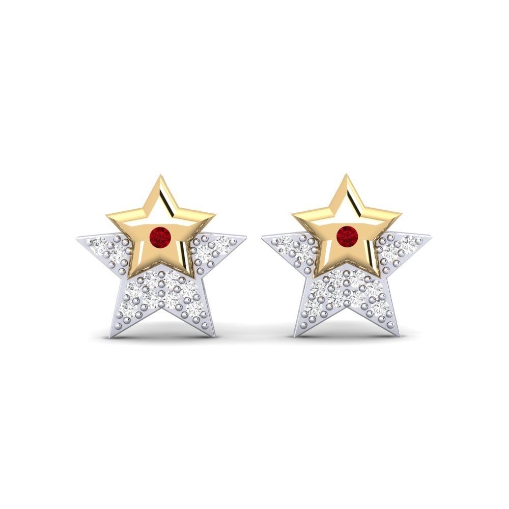 14ct White / Yellow Gold Red Zirconia Women's Earring Murna Mother
