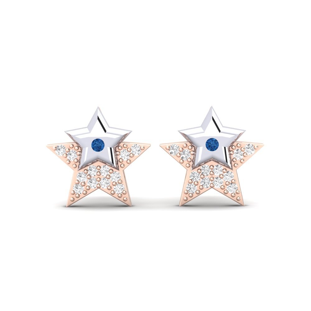 14ct Rose / White Gold Dark Blue Zirconia Women's Earring Murna Mother