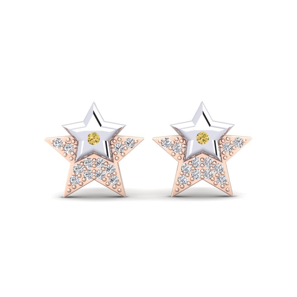 14ct Rose / White Gold Yellow Diamond Women's Earring Murna Mother