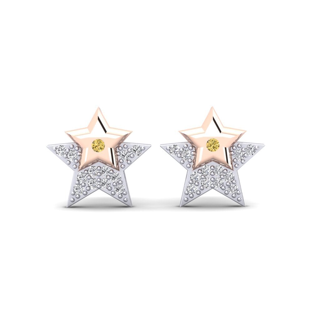 14ct White / Rose Gold Yellow Diamond Women's Earring Murna Mother
