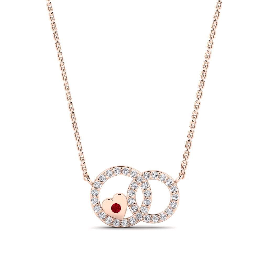 14k Oro Rosa Circonita Roja Collar Nampikkai Daughter