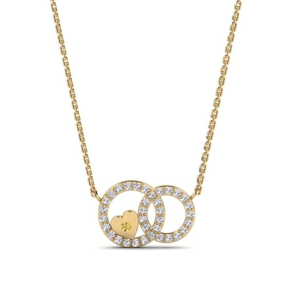 Round 0.018 Carat Heart Yellow Diamond 14k Yellow Gold Necklace Nampikkai Daughter