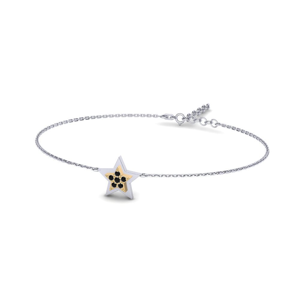 14ct White / Yellow Gold Black Sapphire Women's Bracelet Pangarap Mother