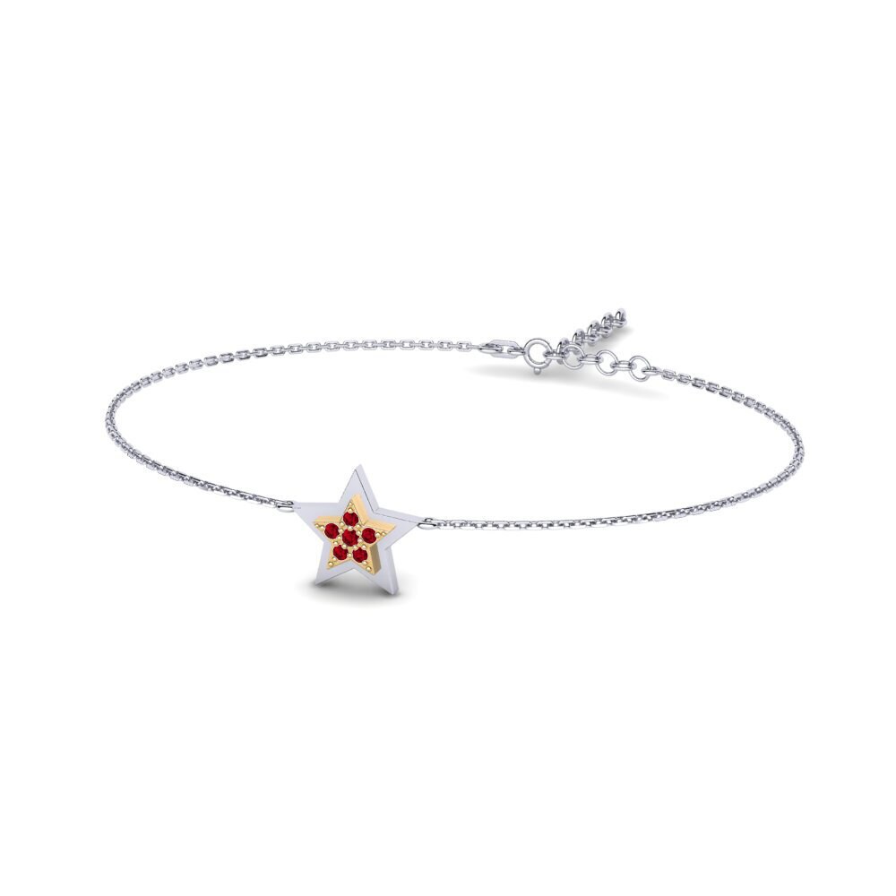 14ct White / Yellow Gold Red Zirconia Women's Bracelet Pangarap Mother