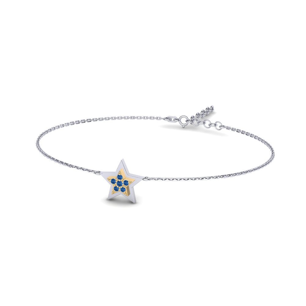 14ct White / Yellow Gold Dark Blue Zirconia Women's Bracelet Pangarap Mother