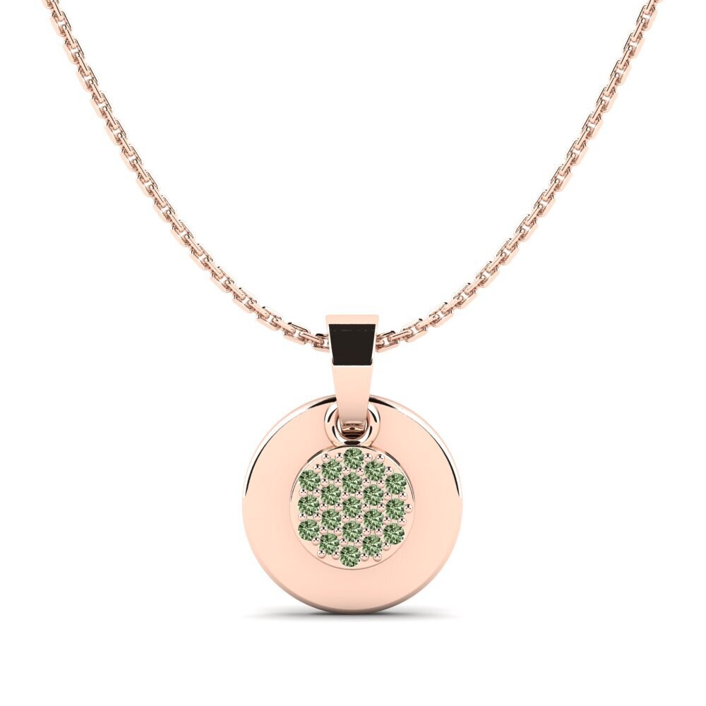 14k Oro Rosa Diamante Verde Colgante Satuta Daughter