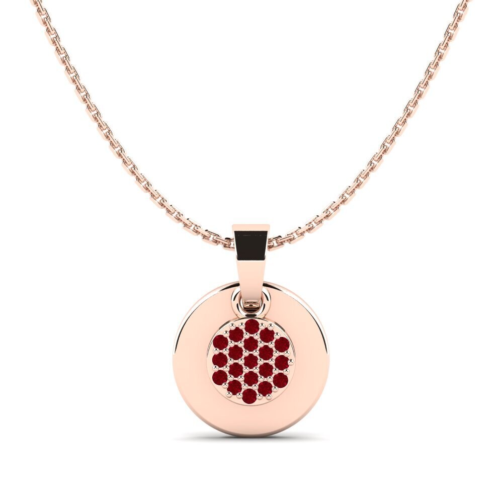 14k Oro Rosa Circonita Roja Colgante Satuta Daughter