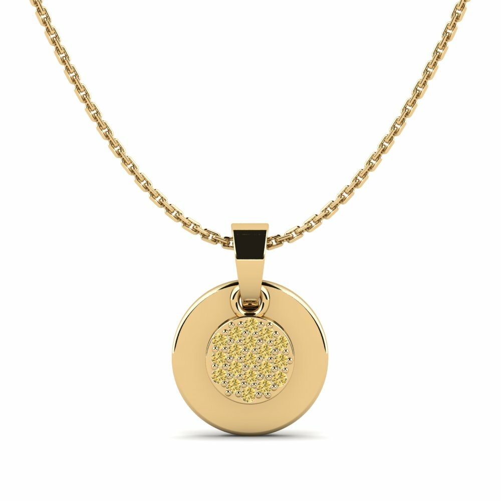 Round 0.152 Carat Fashion Yellow Diamond 14k Yellow Gold Pendant Satuta Daughter