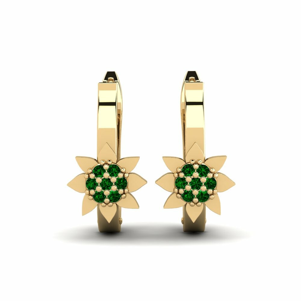 Green Zirconia Women's Earring Sunflower Mother
