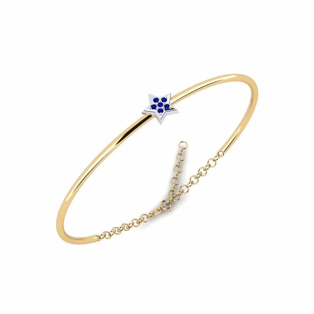 Round 0.072 Carat Symbols Sapphire 14k Yellow & White Gold Kid's Bracelet Vreugdent Daughter