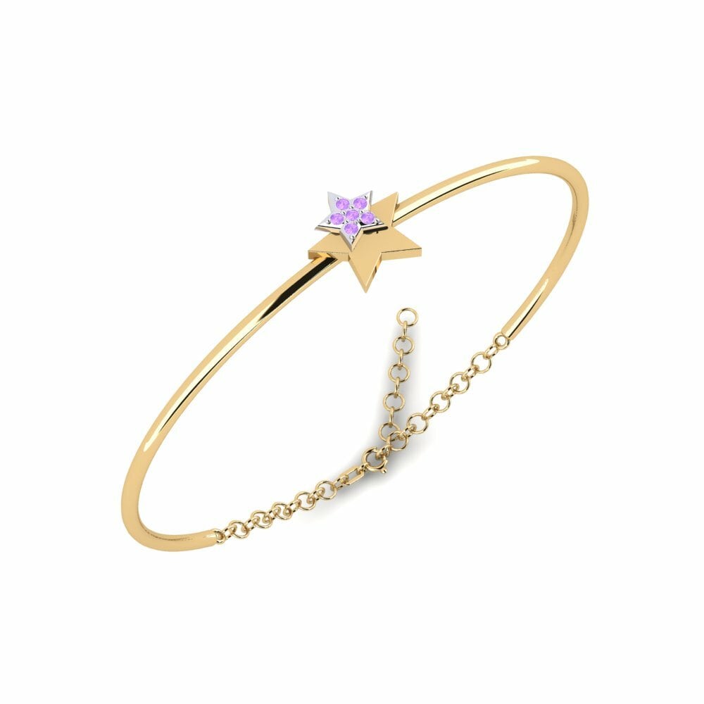 14k Oro Amarillo & Blanco Redondo Amatista Brazalete de mujer Vreugdent Mother