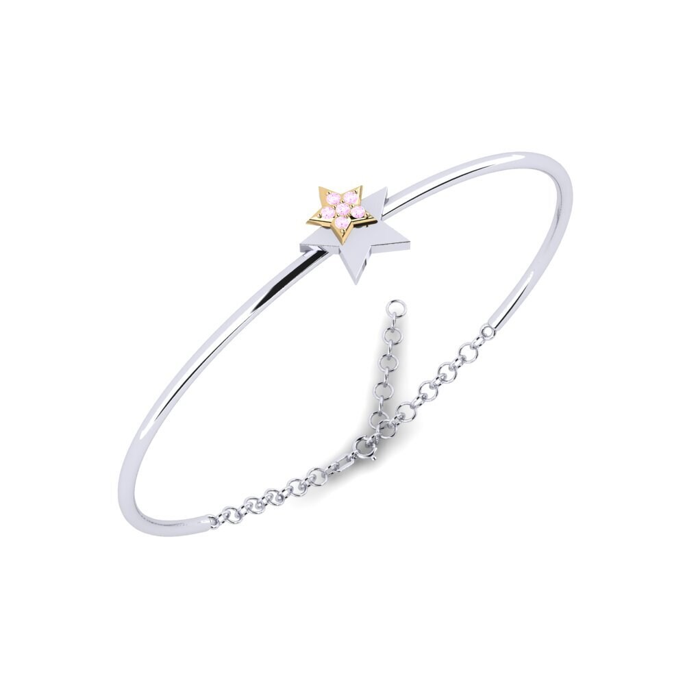 14ct White / Yellow Gold Pink Sapphire Women's Bangle Vreugdent Mother