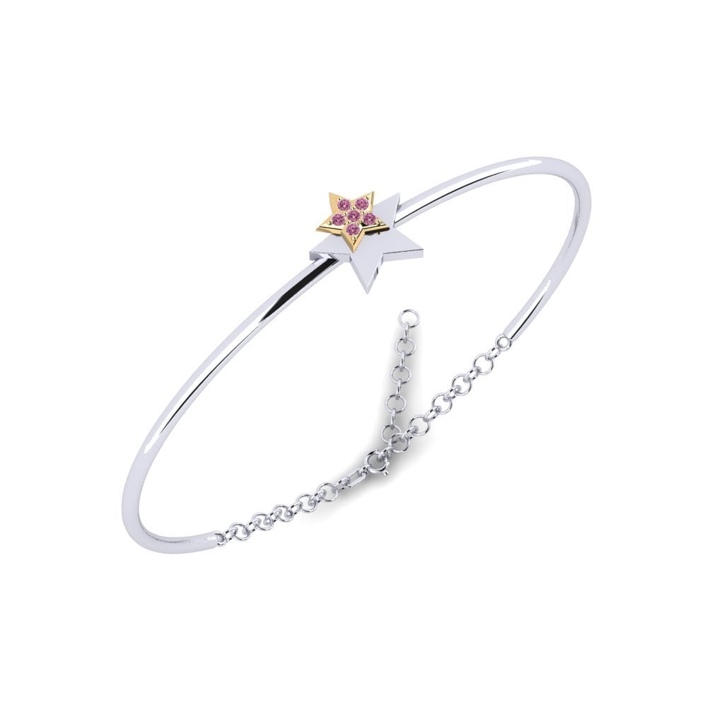 14ct White / Yellow Gold Rhodolite Garnet Women's Bangle Vreugdent Mother
