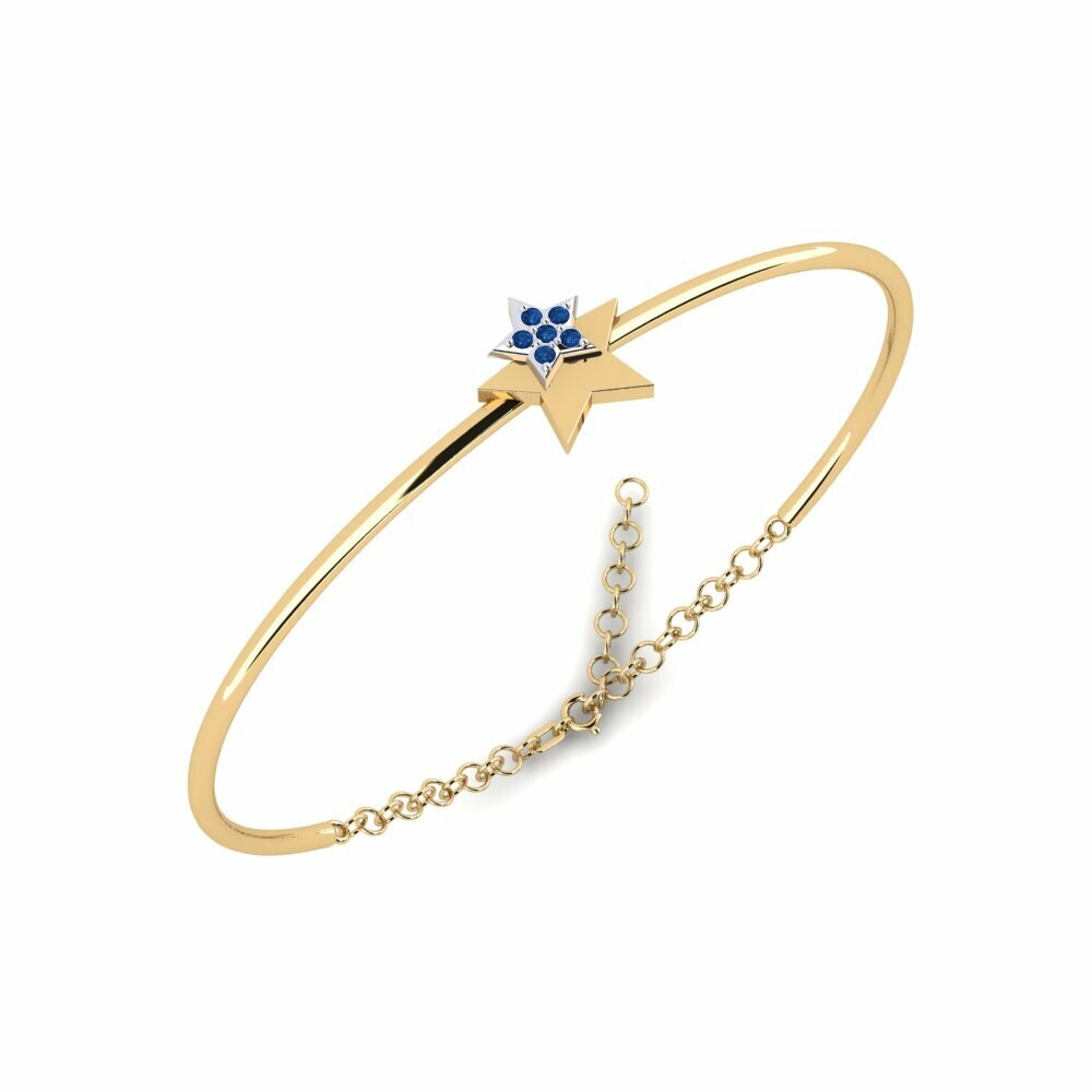 14k Oro Amarillo & Blanco Redondo Circonita Azul Oscuro Brazalete de mujer Vreugdent Mother