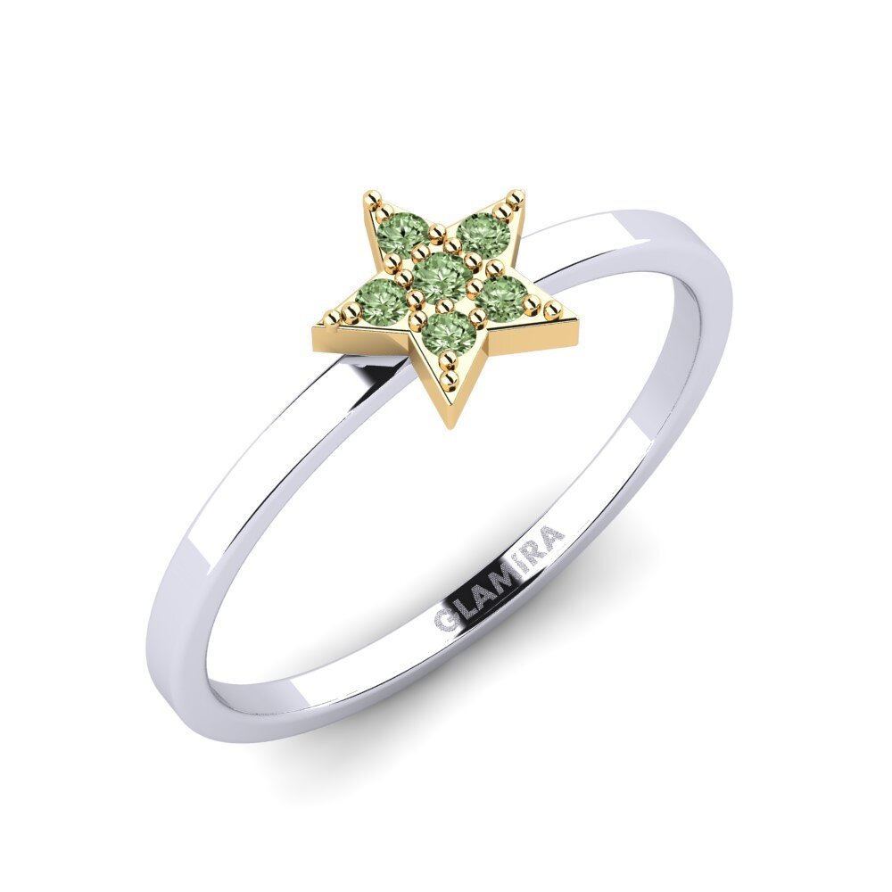 14ct White / Yellow Gold Green Diamond Ring Ylber Daughter