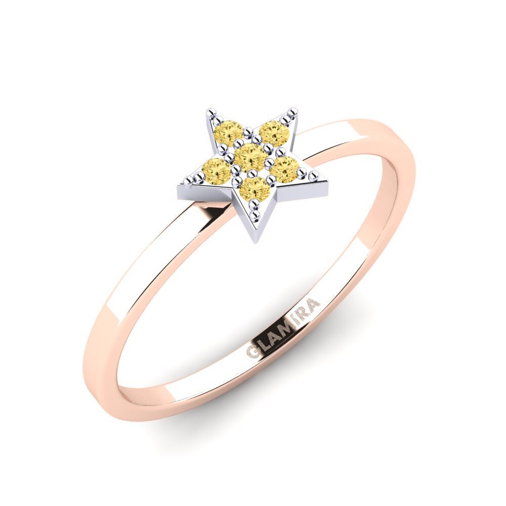 14ct Rose / White Gold Yellow Diamond Ring Ylber Daughter