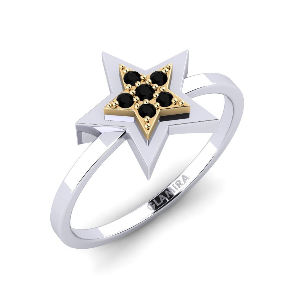 14ct White / Yellow Gold Black Sapphire Ring Ylber Mother