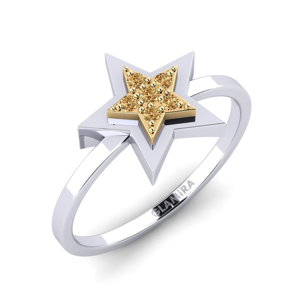 14ct White / Yellow Gold Brown Diamond Ring Ylber Mother