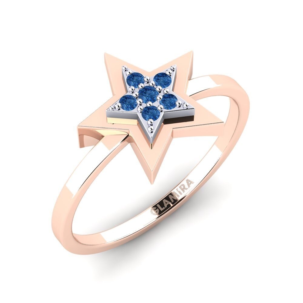 14ct Rose / White Gold Dark Blue Zirconia Ring Ylber Mother