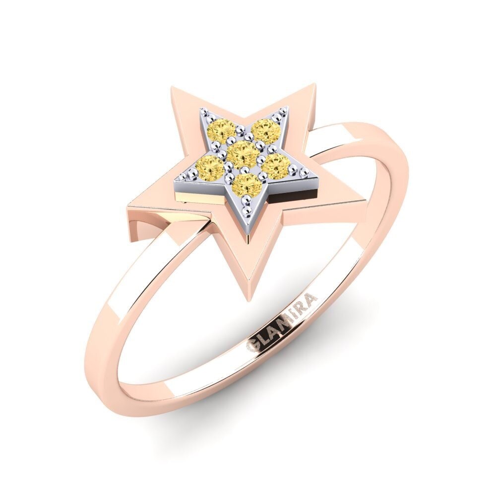 14ct Rose / White Gold Yellow Diamond Ring Ylber Mother