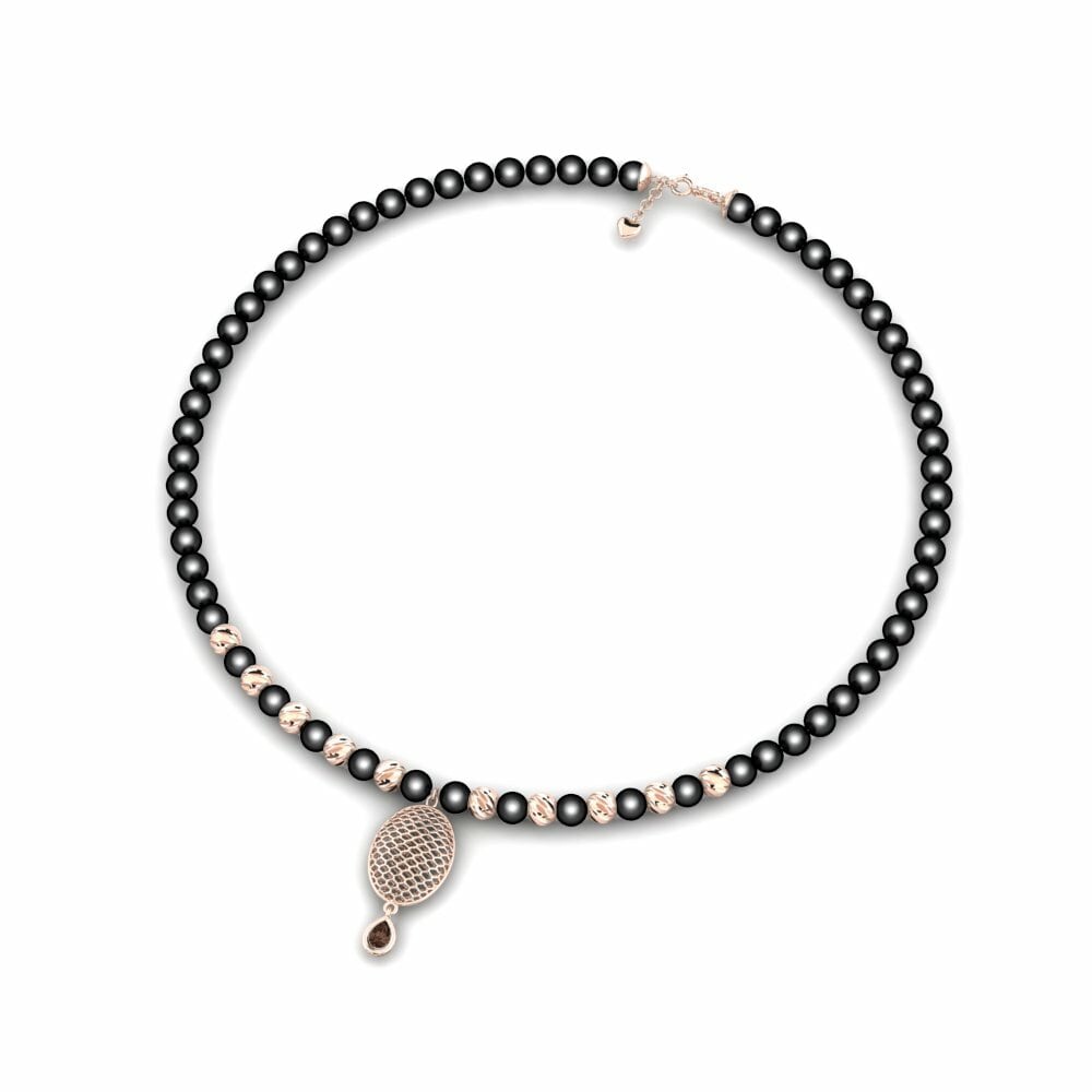 Dây chuyền Vàng Hồng 9K Đá Thạch Anh Khói Pearl Strand