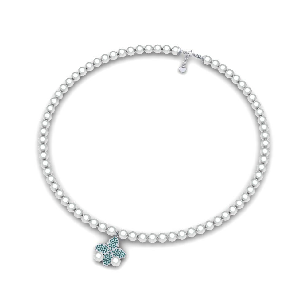 Pearl Strand Blue Diamond Necklaces