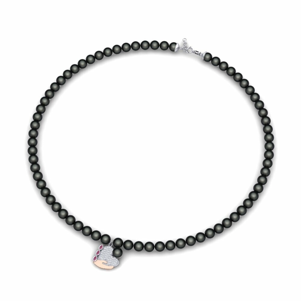 Dây chuyền Vàng Trắng-Đỏ 9K Đá Rhodolite Pearl Strand