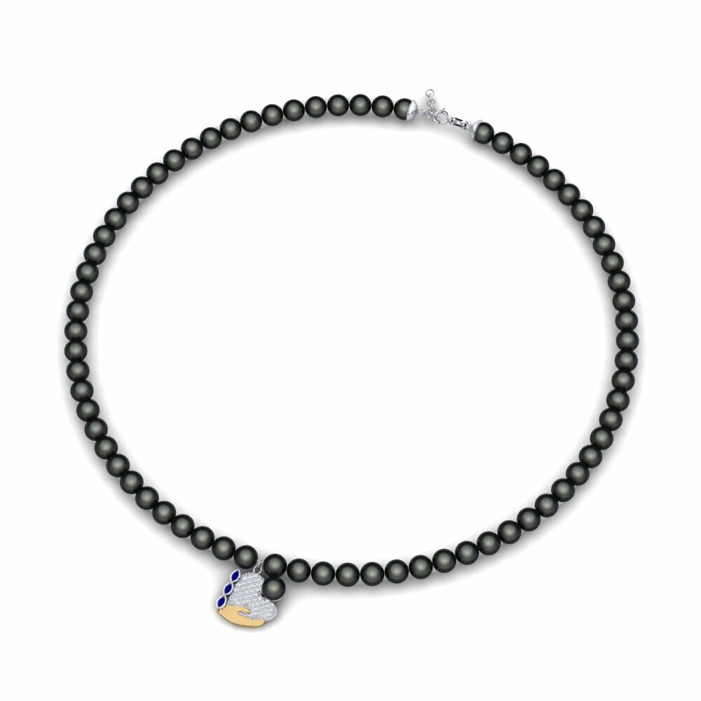 Dây chuyền Vàng Trắng-Vàng 9K Đá Sapphire Pearl Strand