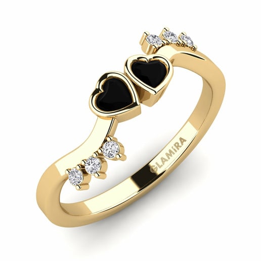 Anillo Marrifest Oro Amarillo 585 & Diamante Negro & Diamante