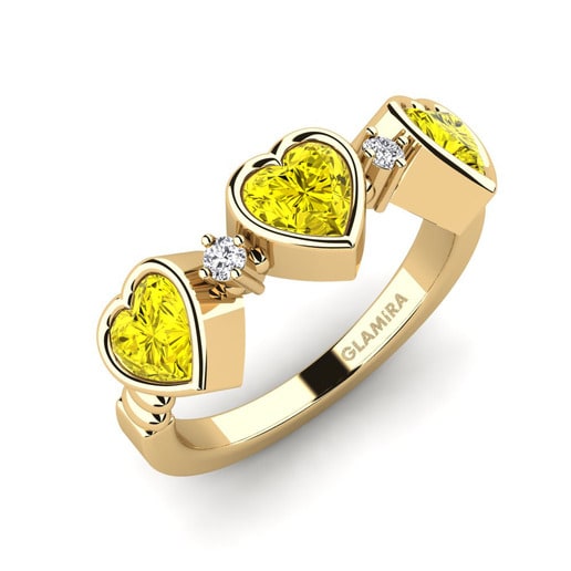 Anillo Osedr Oro Amarillo 585 & Diamante Amarillo & Diamante
