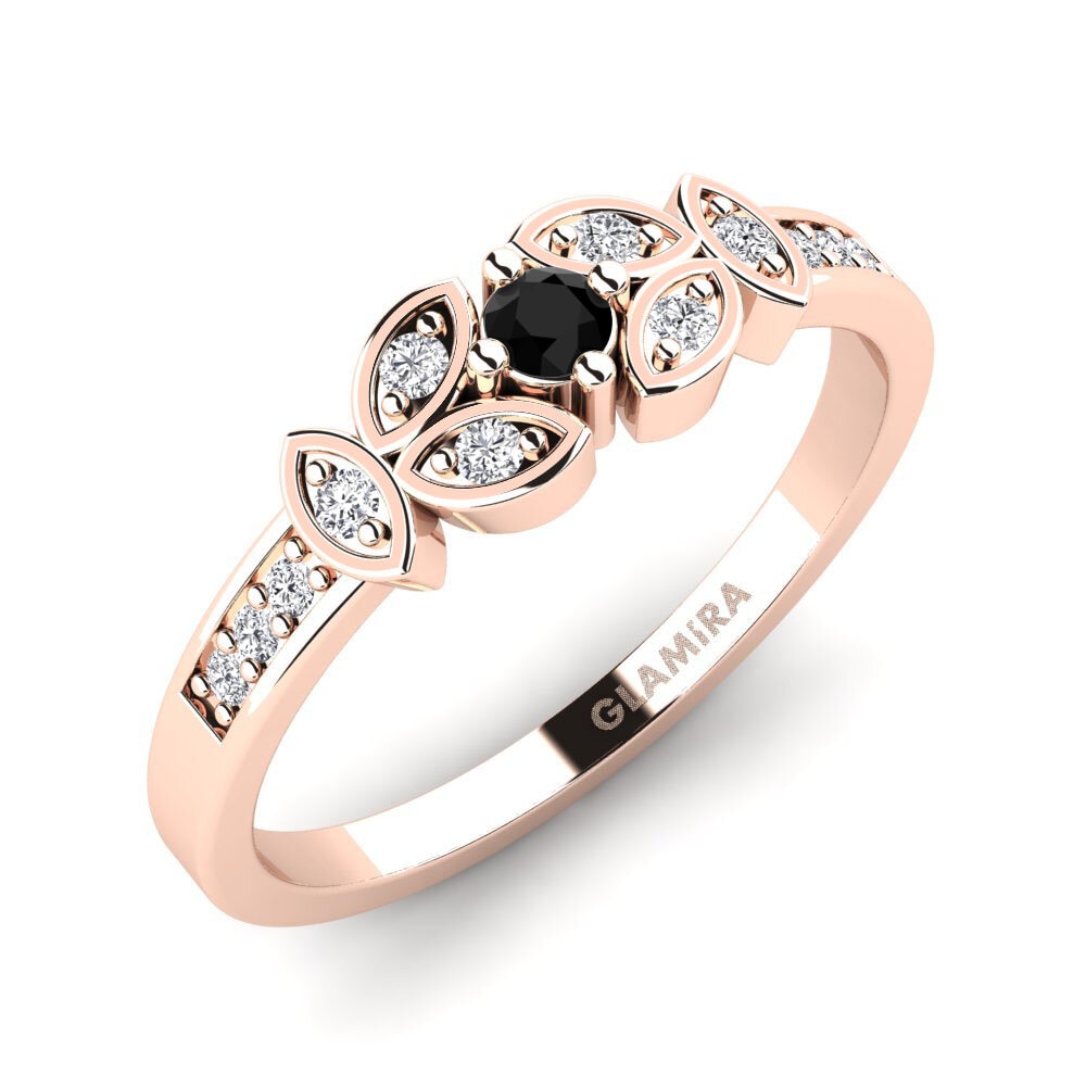 Oro Rosso 585 Diamante Nero Anello promessa donna Oxpen