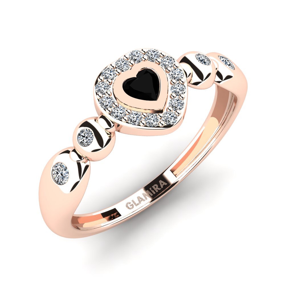 Oro Rosso 585 Diamante Nero Anello promessa donna Pavina