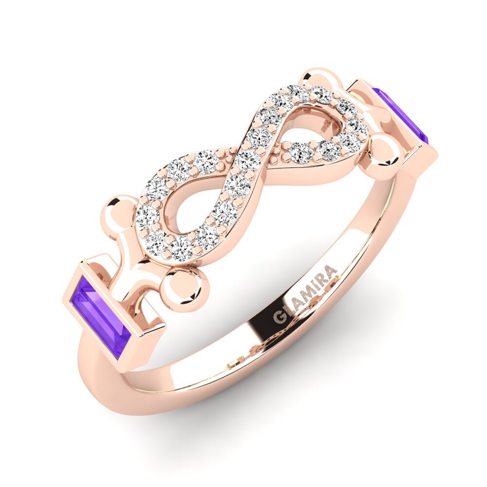 Oro Rosso 585 Ametista Anello promessa donna Psiathoa