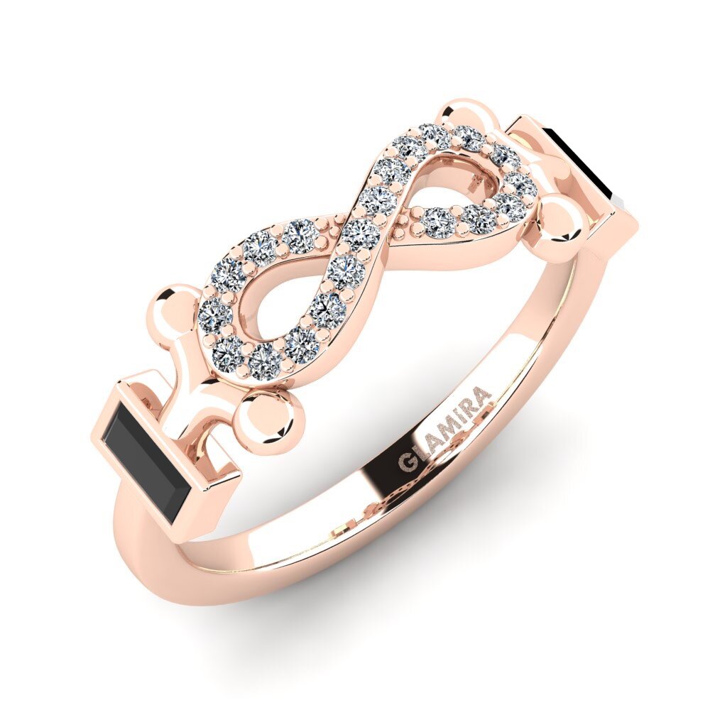 Oro Rosso 585 Diamante Nero Anello promessa donna Psiathoa
