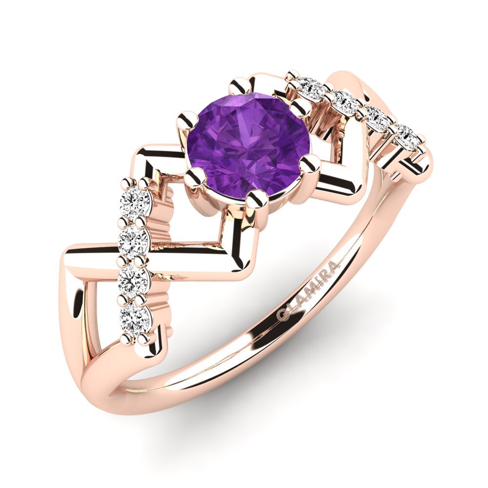 Oro Rosso 585 Ametista Anello promessa donna Rigea