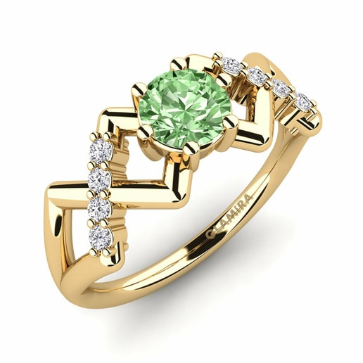 Anillo Rigea Oro Amarillo 585 & Diamante Verde & Diamante