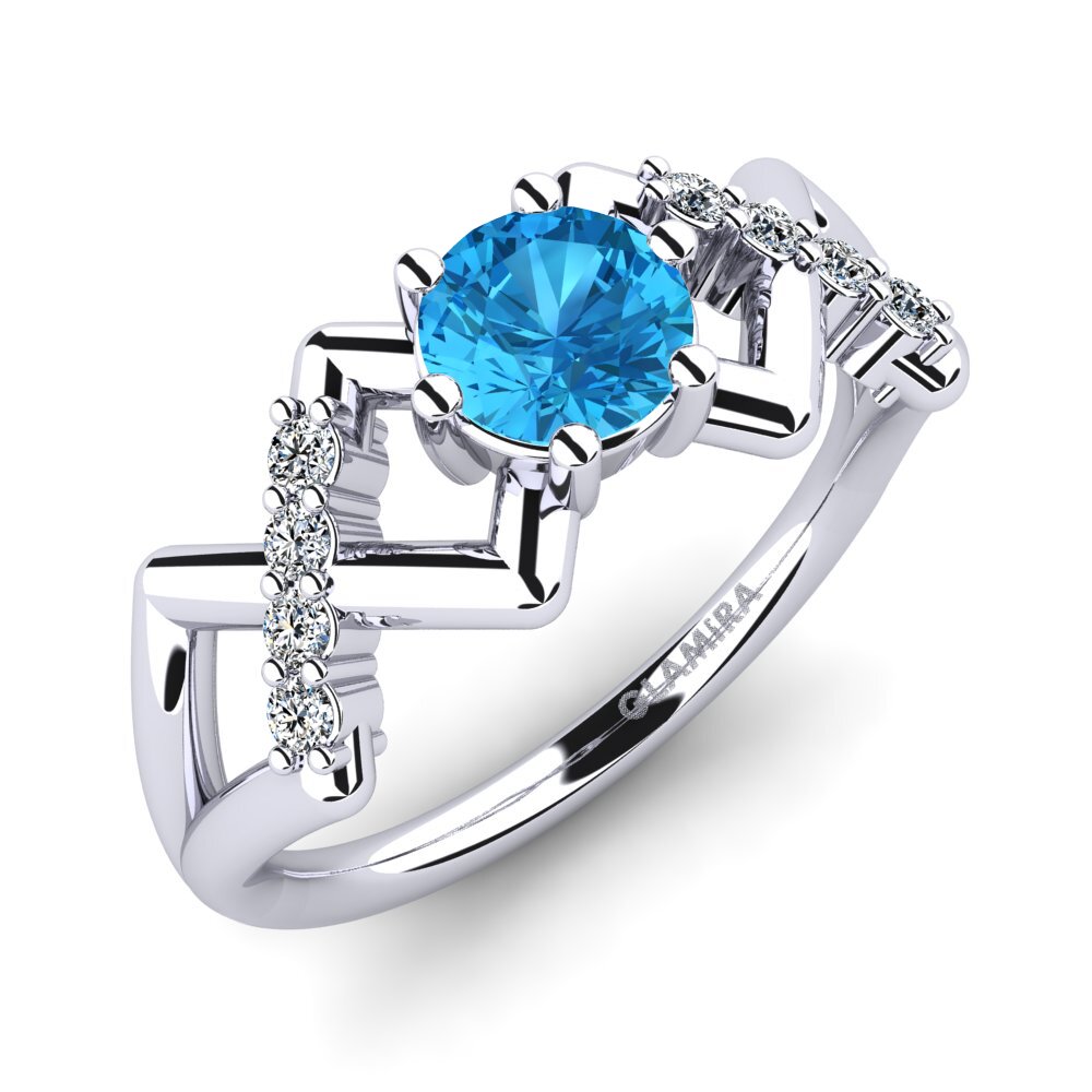 Round Blue Topaz Women's Promise Ring Rigea