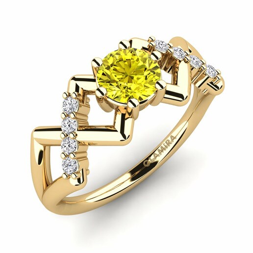Anillo Rigea Oro Amarillo 585 & Diamante Amarillo & Diamante