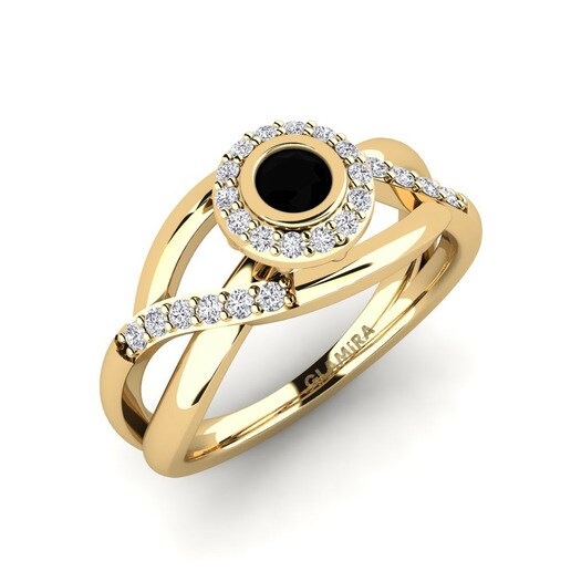 Anillo Rigean Oro Amarillo 585 & Zafiro negro & Diamante