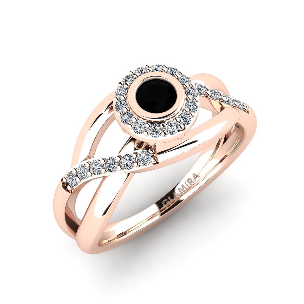 Oro Rosso 585 Diamante Nero Anello promessa donna Rigean