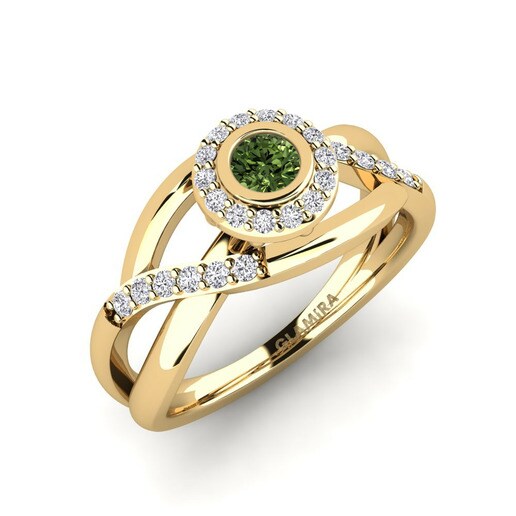 Anillo Rigean Oro Amarillo 585 & Zafiro Verde & Diamante