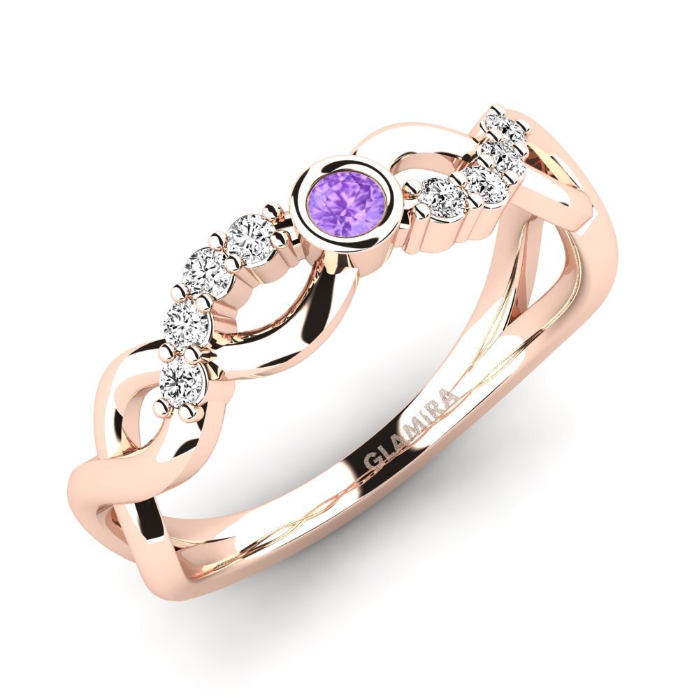 Oro Rosso 585 Ametista Anello promessa donna Rigeaus