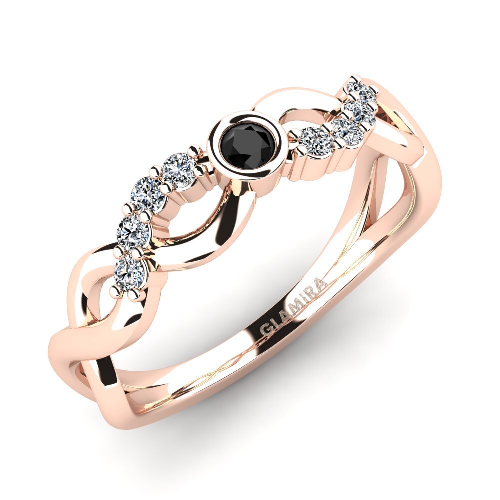 Oro Rosso 585 Diamante Nero Anello promessa donna Rigeaus