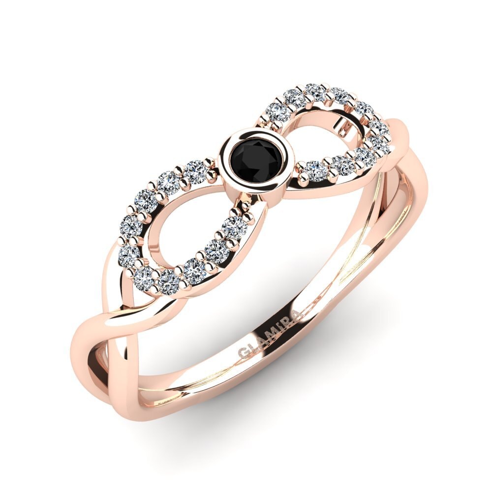 Oro Rosso 585 Diamante Nero Anello promessa donna Rigeo